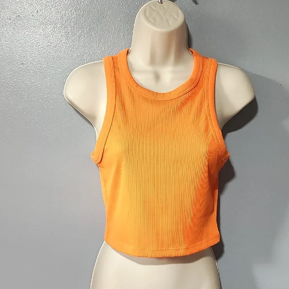 H&M Vibrant Orange Tank Vest Cropped Top - Picture 6 of 17